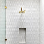 ShowerClear Brushed Gold Shower Head In Bathroom