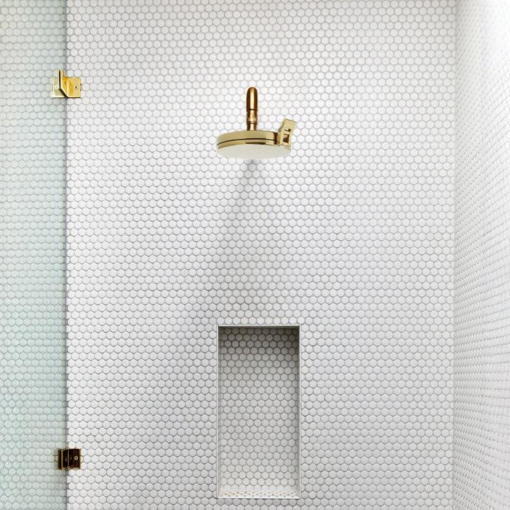 ShowerClear Brushed Gold Shower Head In Bathroom