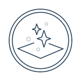 Icon with a sparkle representing a clean shower head