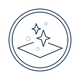 Icon with a sparkle representing a clean shower head