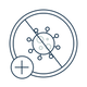 Icon of a crossed out microbe indicating that ShowerClear prevents mold and bacteria