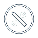 Icon of tools crossed, symbolizing ShowerClear's innovative patented design.