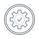 Icon of a gear with a checkmark representing that ShowerClear is easy to install